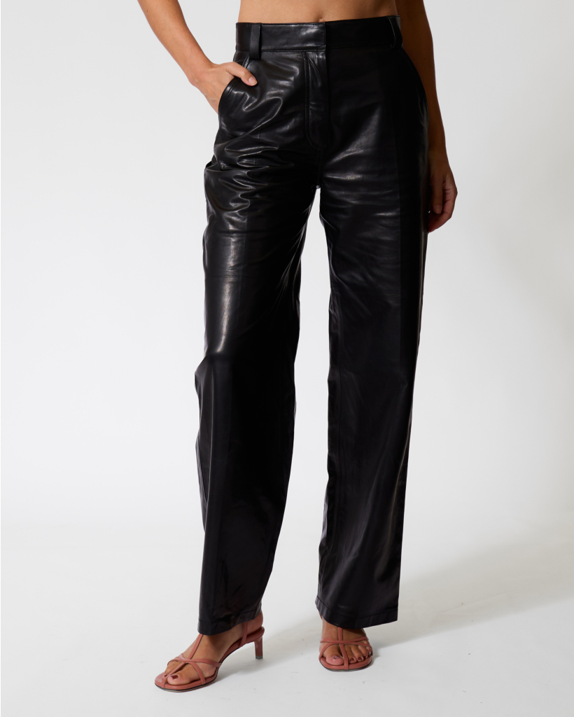 Dill Leren Pantalon Zwart