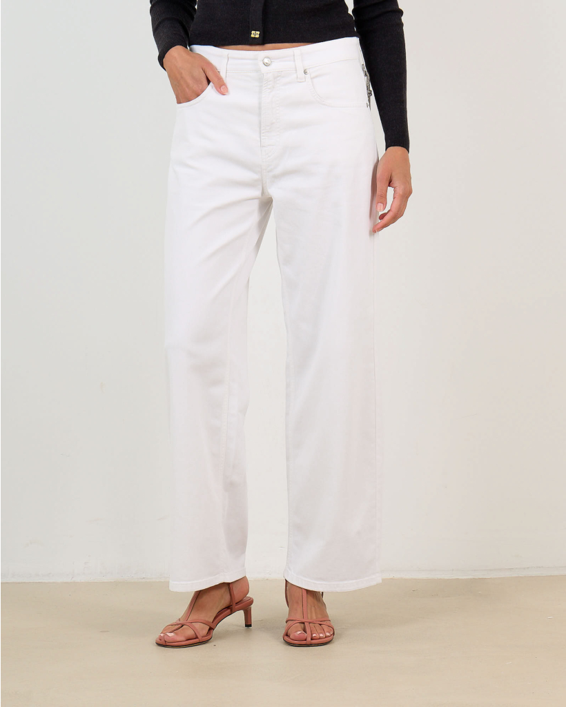 Baggy jeans met Zilver Koord Wit