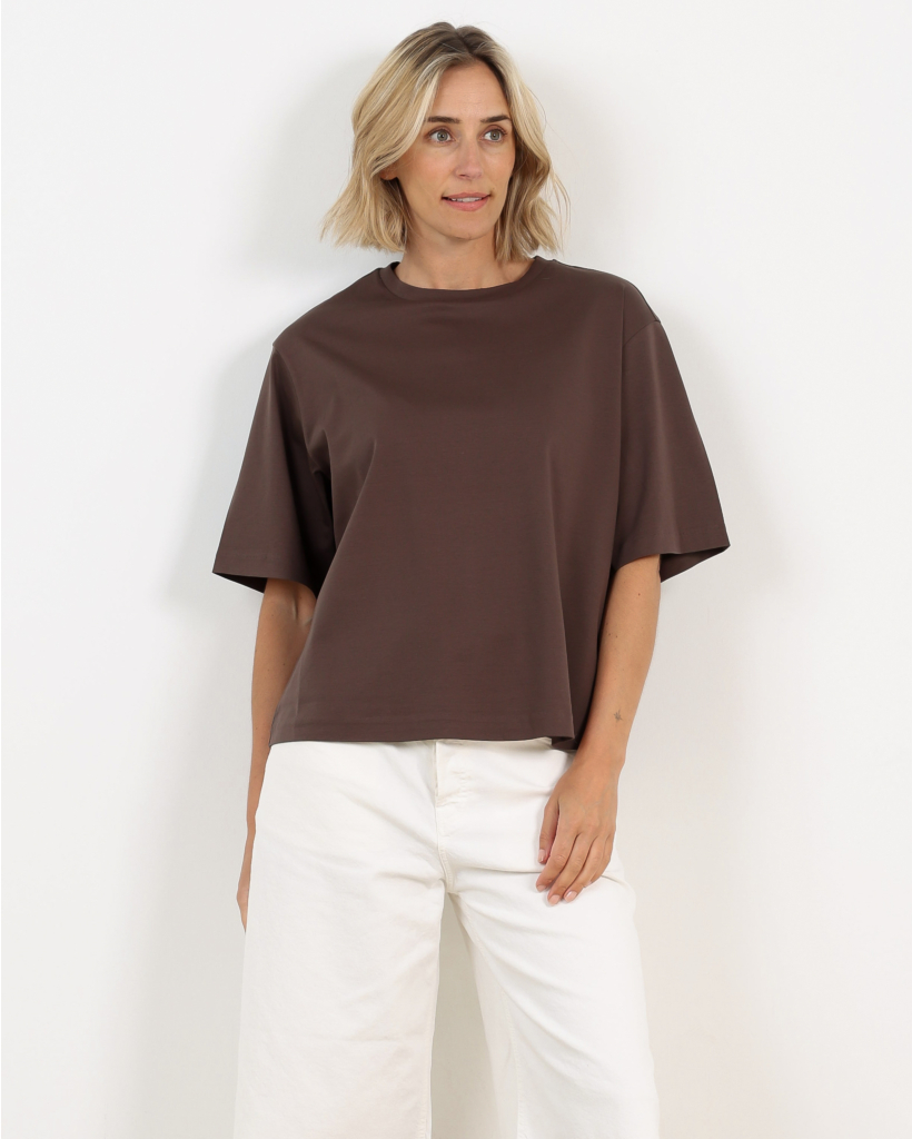 Pinara Boxy T-shirt van Puur Katoen Bruin