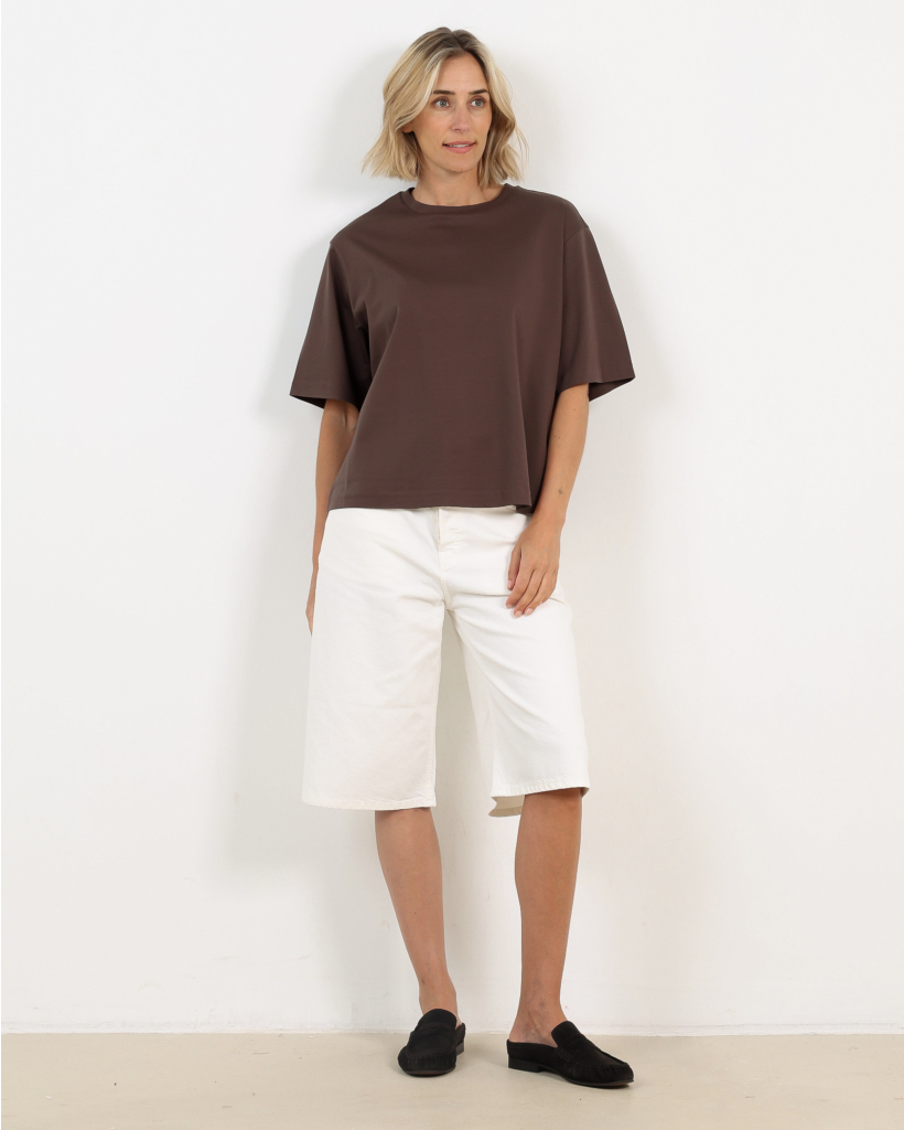 Pinara Boxy T-shirt van Puur Katoen Bruin