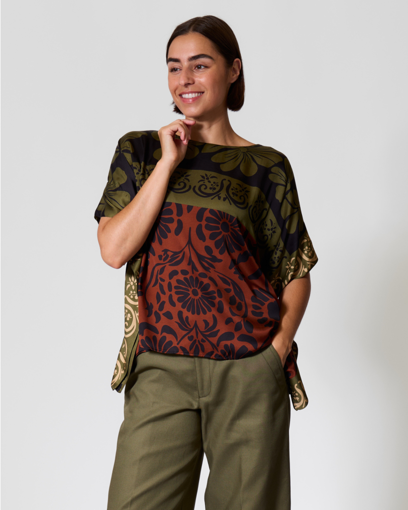Cape Blouse met Bloemenprint Moss