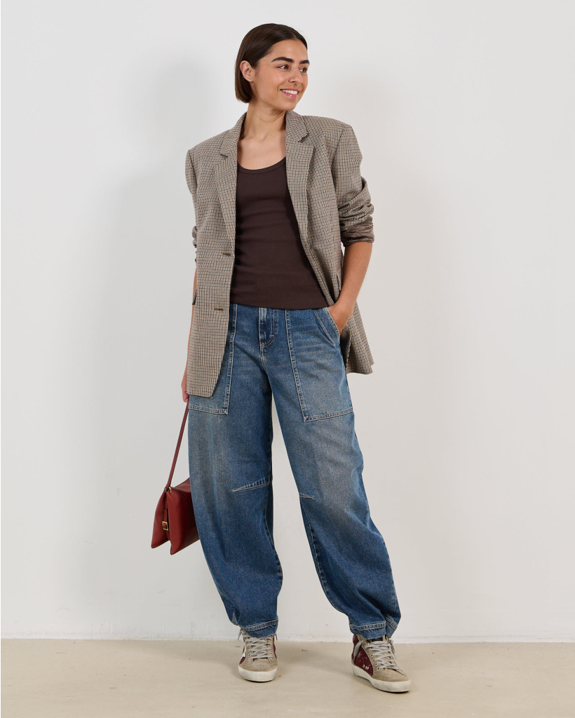 Wolmix Check Blazer Zand Beige