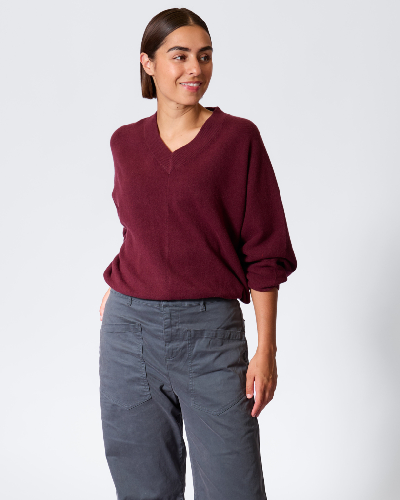 V-hals Sweater Aubergine