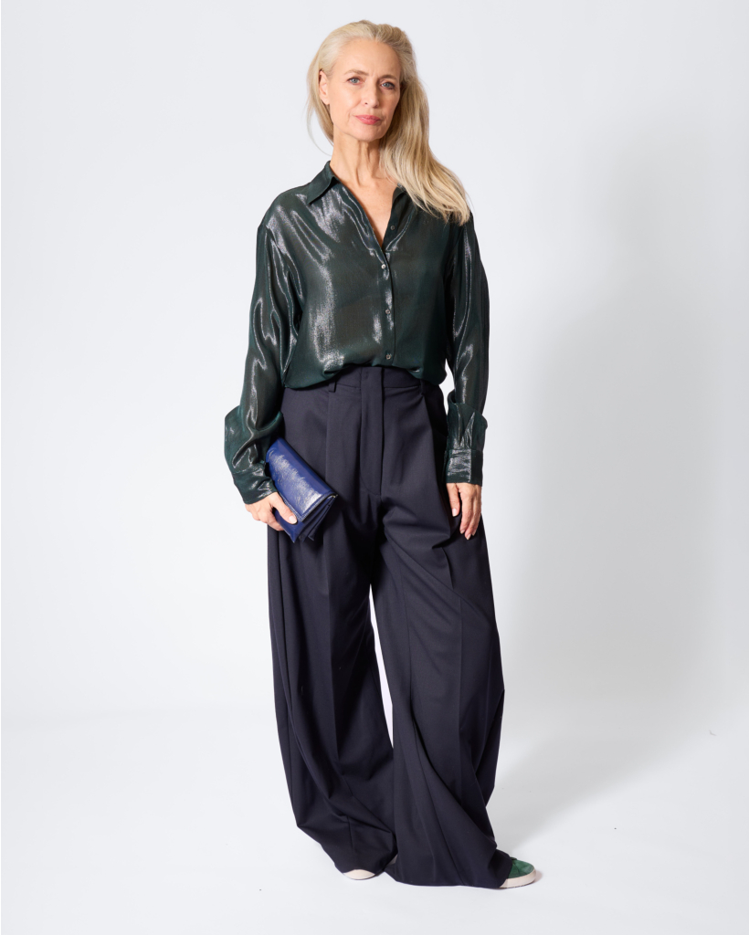 Camille Glanzende Blouse Zwart 
