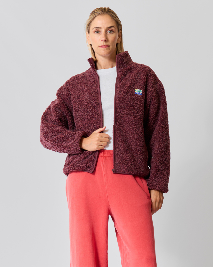 Hoktown Fleece Jack Burgundy Melange