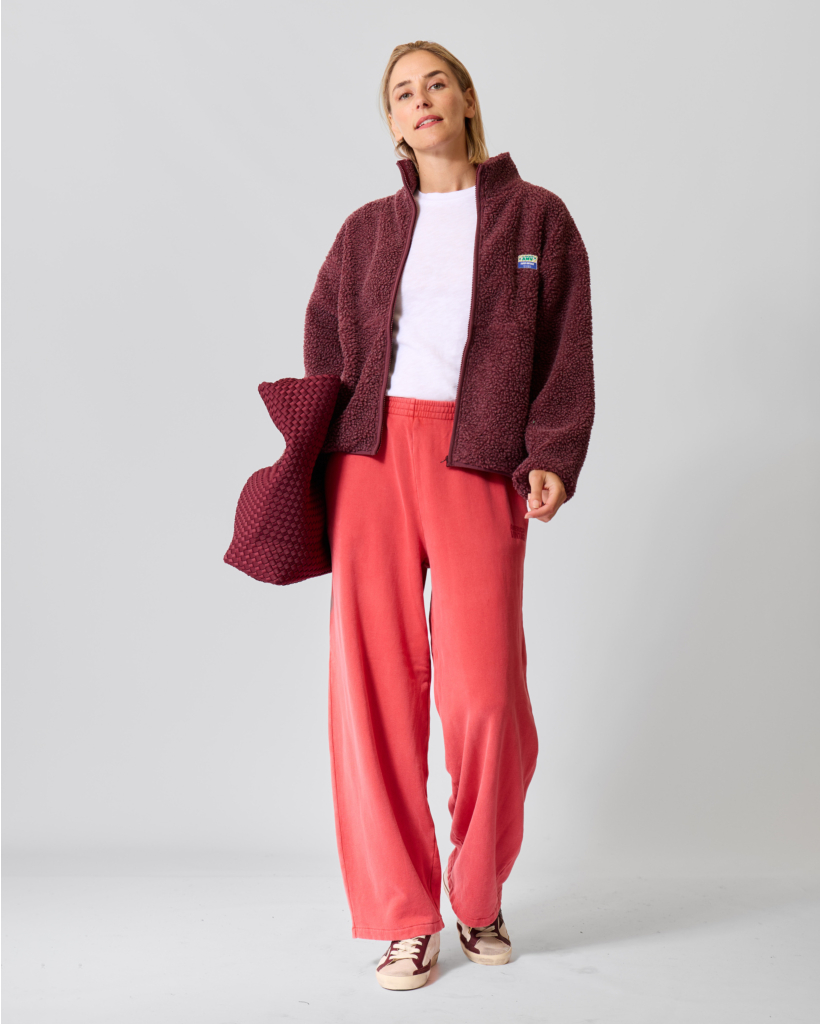 Hoktown Fleece Jack Burgundy Melange