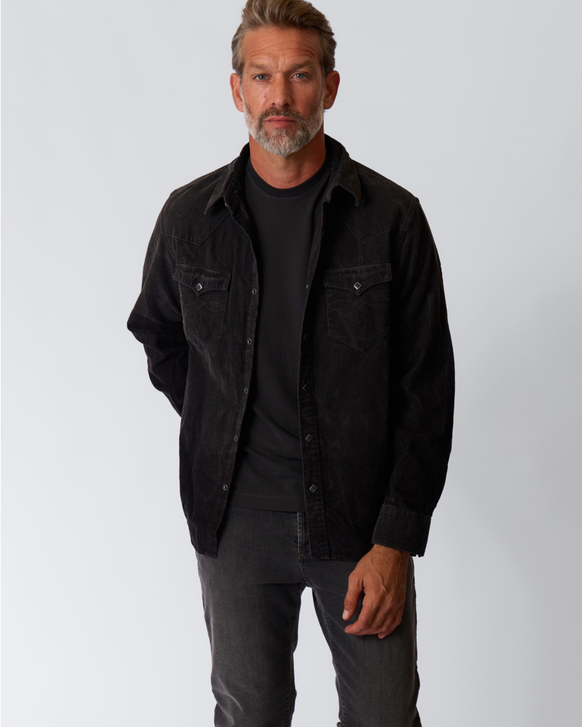 Western Corduroy Shirt Zwart