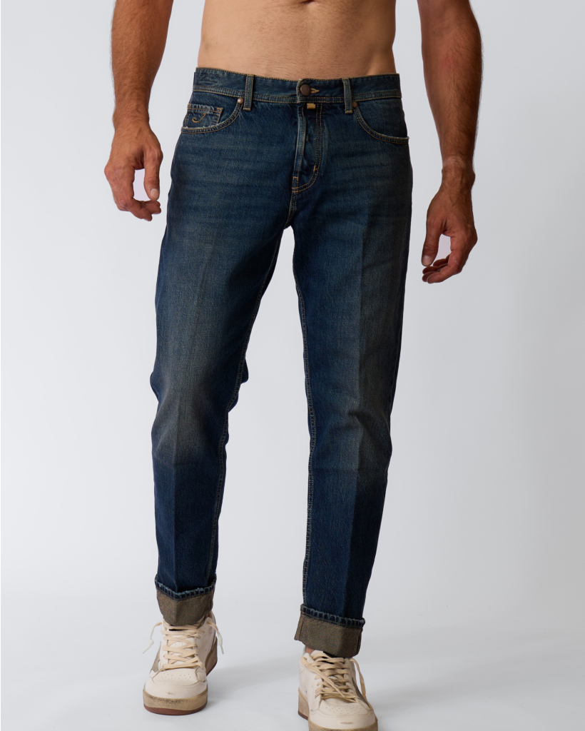 Jude Vintage Wash Tapered Jeans Donkerblauw