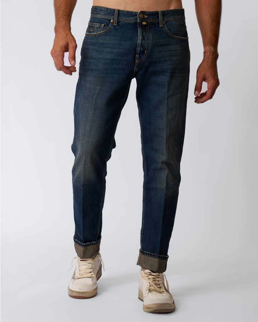Jude Vintage Wash Tapered Jeans Donkerblauw