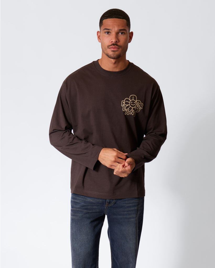 Happy Flower Longsleeve Brown
