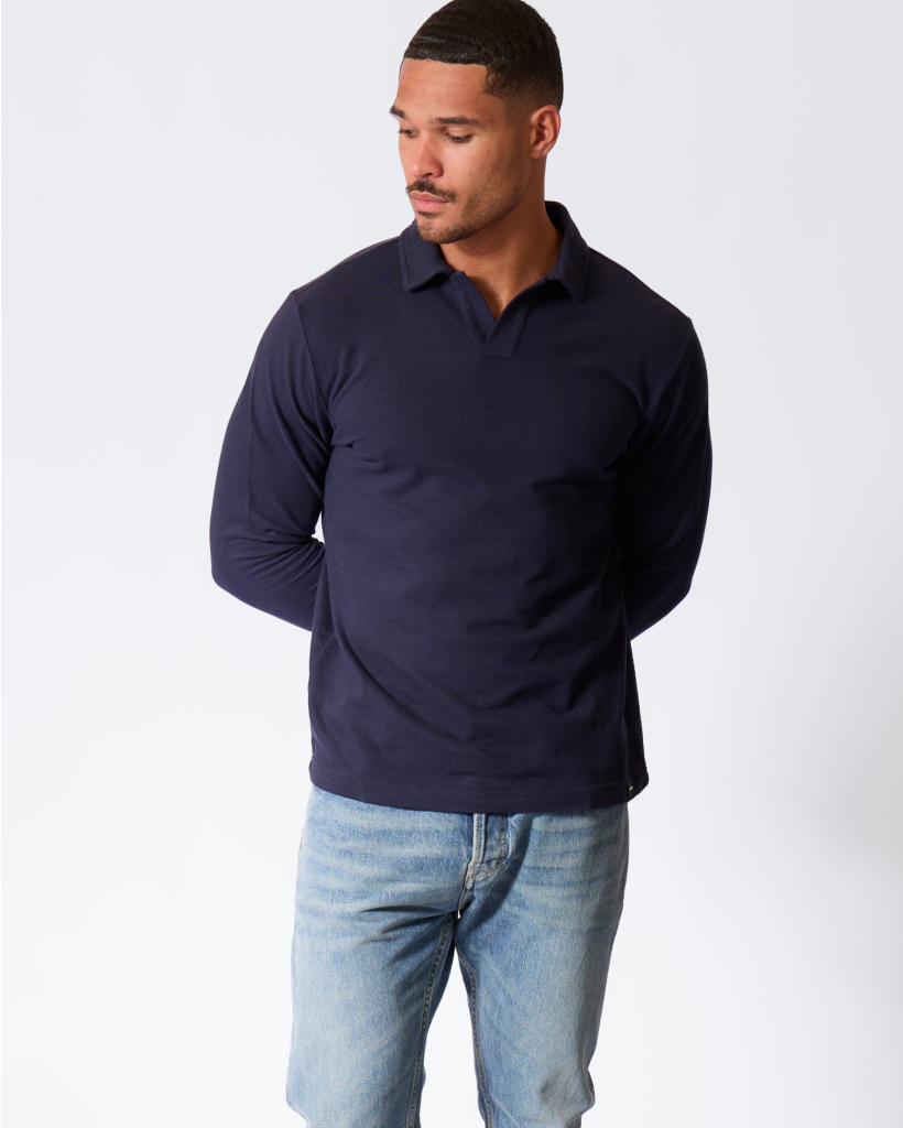 Katoenen Polo Longsleeve Navy
