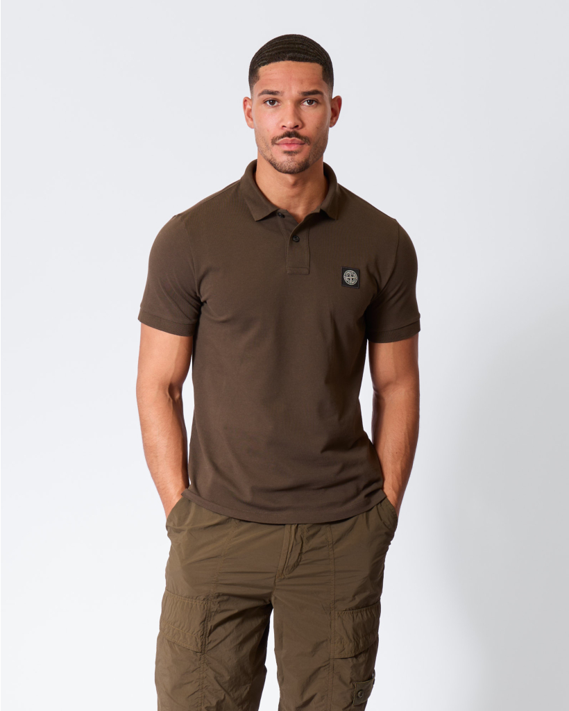 2200008 Slim-fit Polo met Patch Military Green