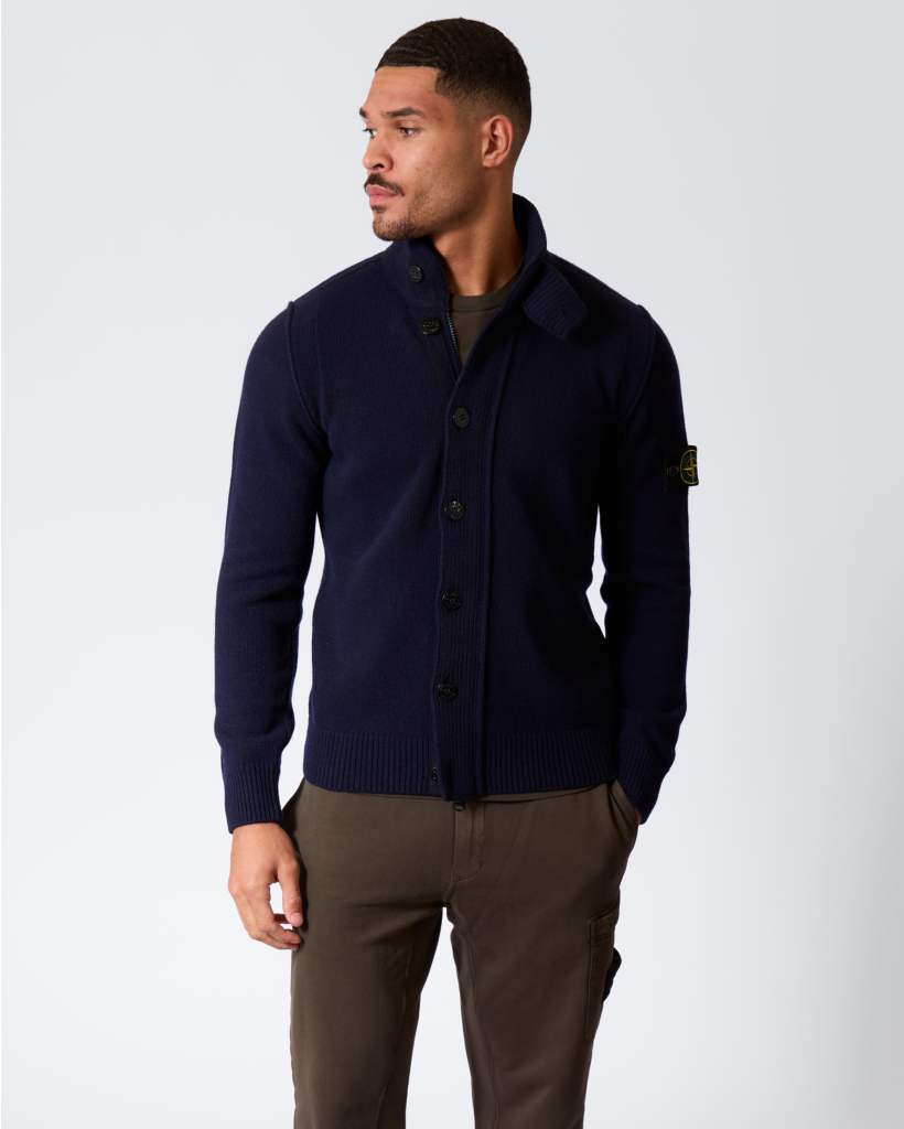 Button-up Wollen Vest Navy Blue