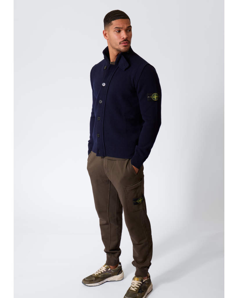 Button-up Wollen Vest Navy Blue