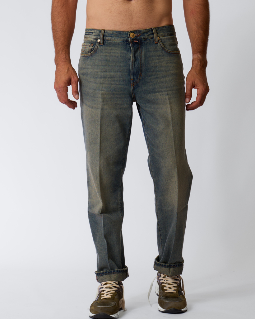 Jude Vintage Wash Tapered Jeans Medium Blauw
