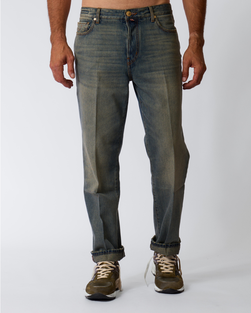 Jude Vintage Wash Tapered Jeans Medium Blauw
