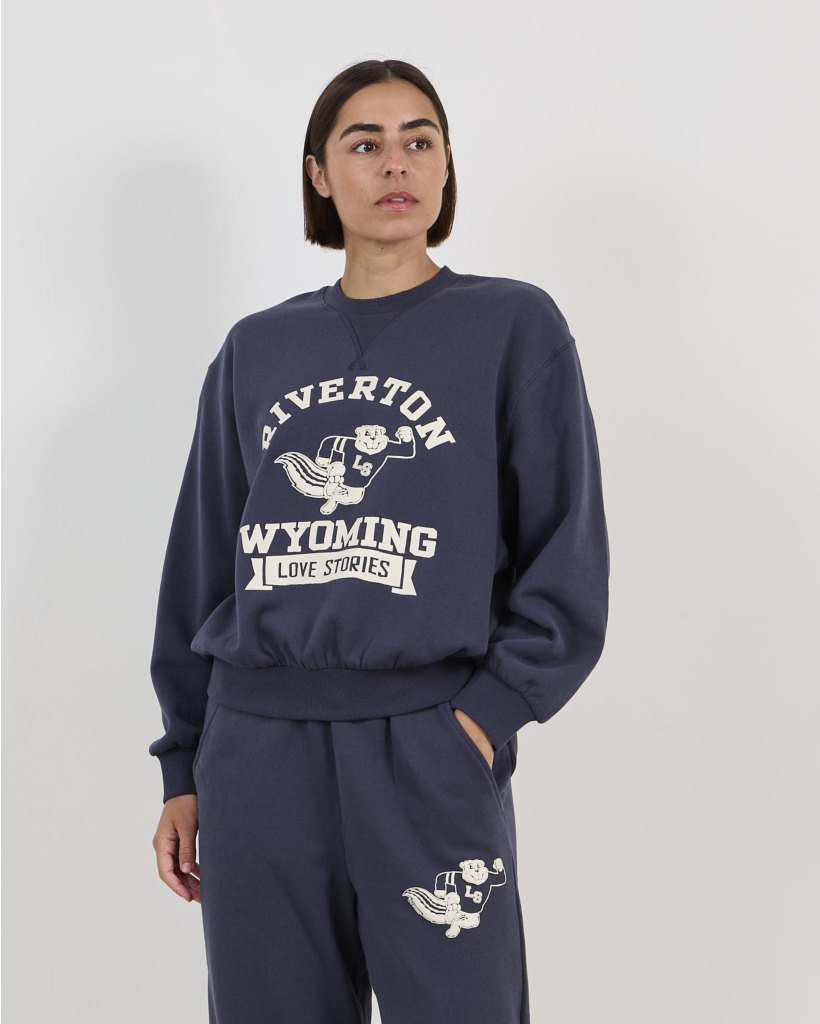 Sloane Crewneck Sweater met Print Donkerblauw