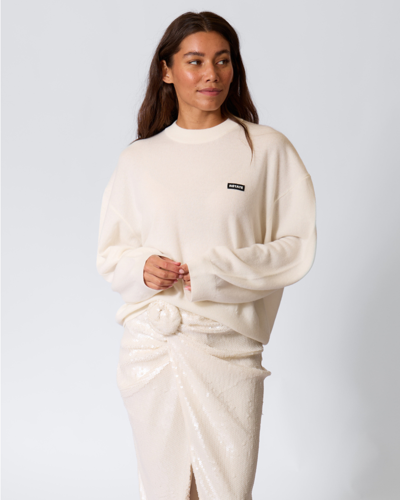 Merino/Kasjmierblend Oversized Knit Pullover Egret