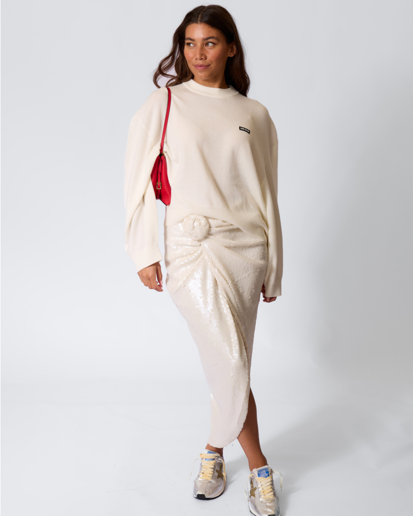 Merino/Kasjmierblend Oversized Knit Pullover Egret
