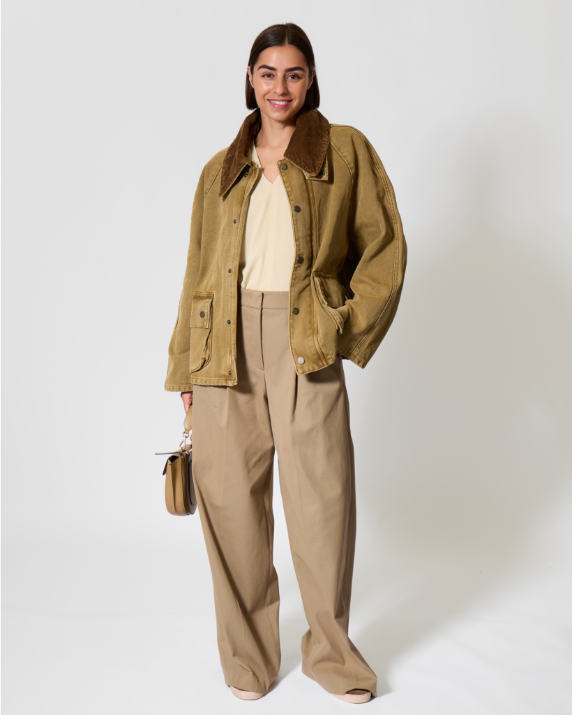 Oversized Jack met Corduroy Kraag Khaki