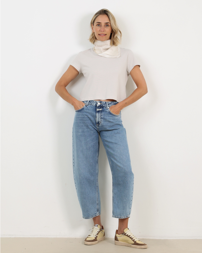 Adine Shrunken Katoenen T-shirt Bone