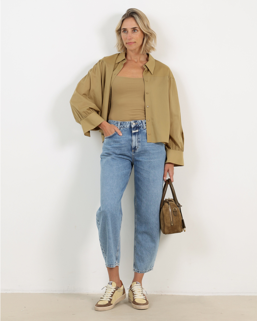 Seleni Doorschijnende Blouse Khaki