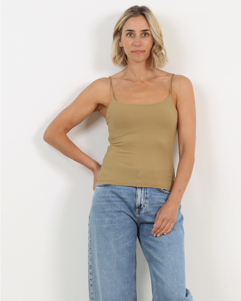 Nerja Jersey Top met Spaghettibandjes Geel