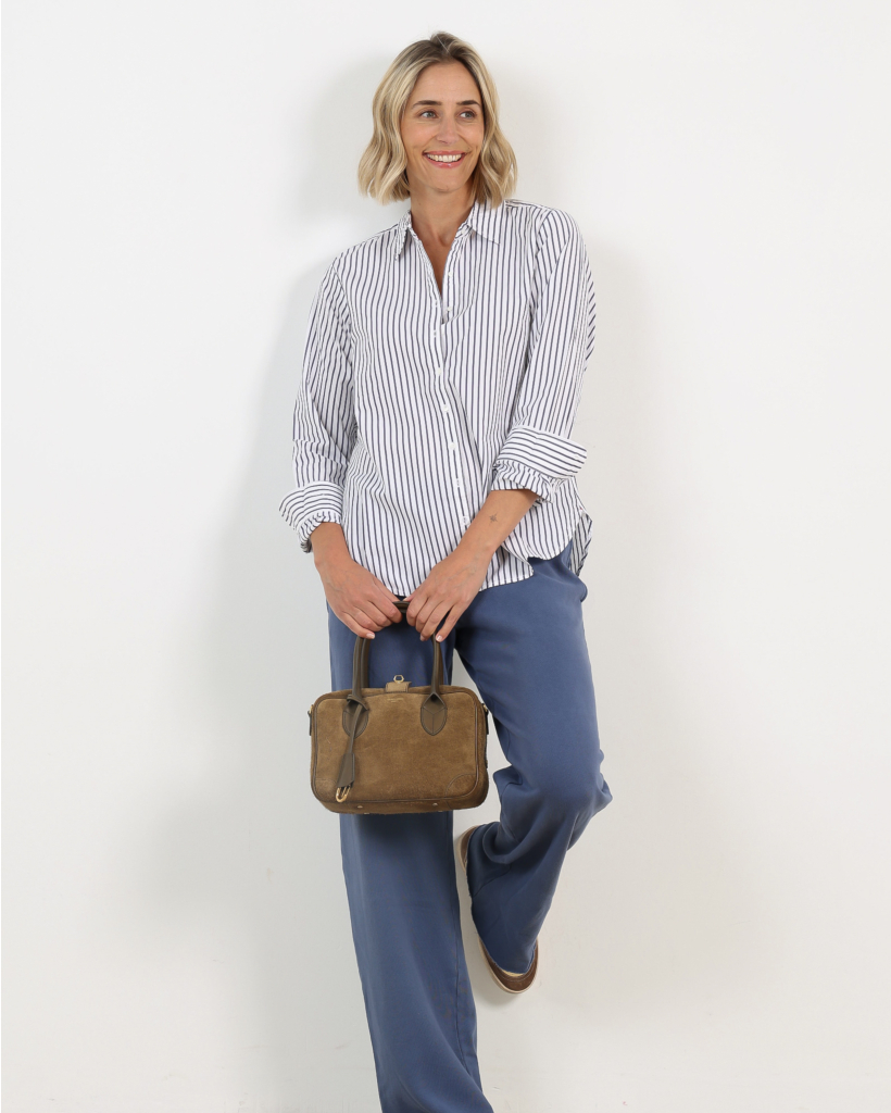Beau Gestreepte Katoenen Blouse Windy Blue