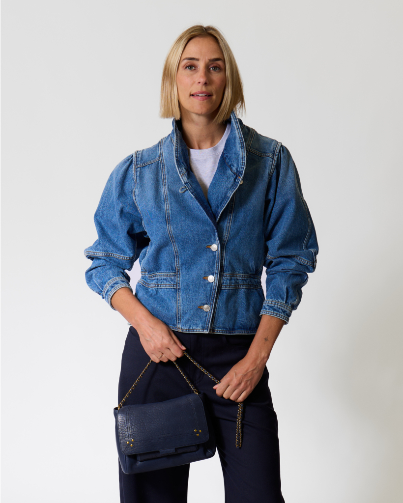 Denim Jack met hoge Kraag Lichtblauw