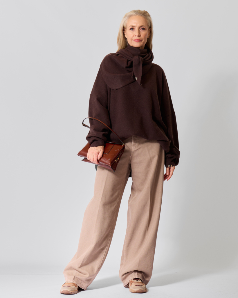 Juna Oversized Cashmereblend Knit Donkerbruin