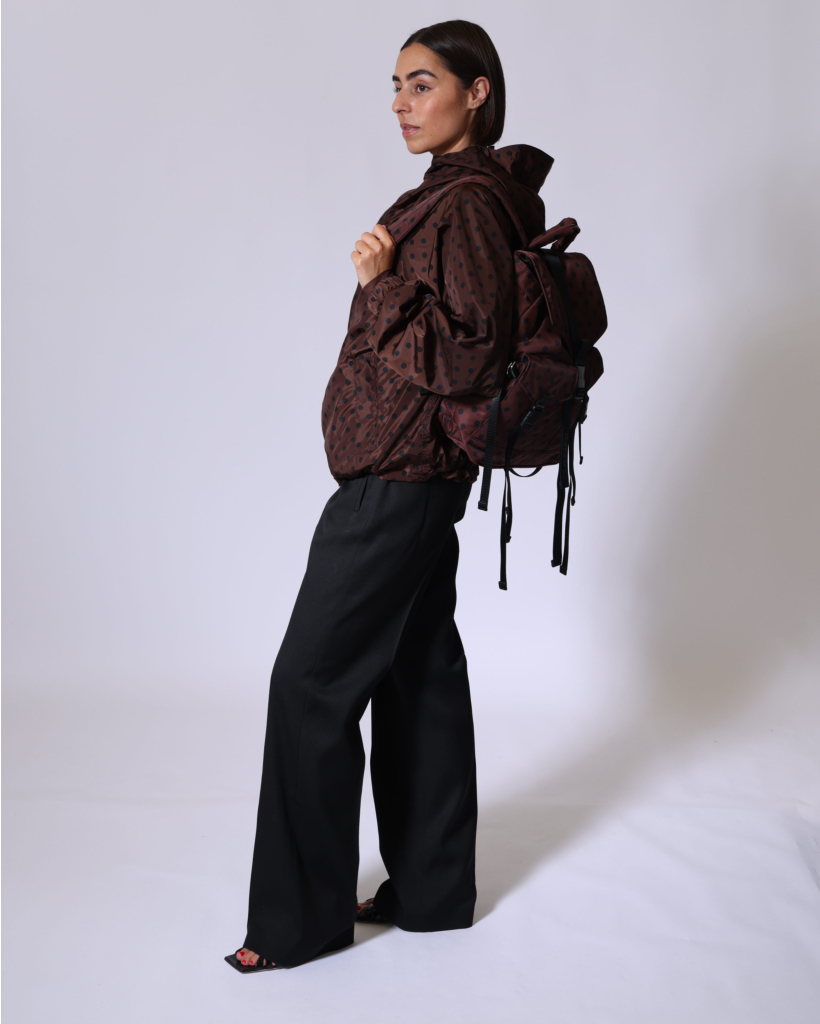 Polkadot Re-Tech Nylon Rugtas Coffee