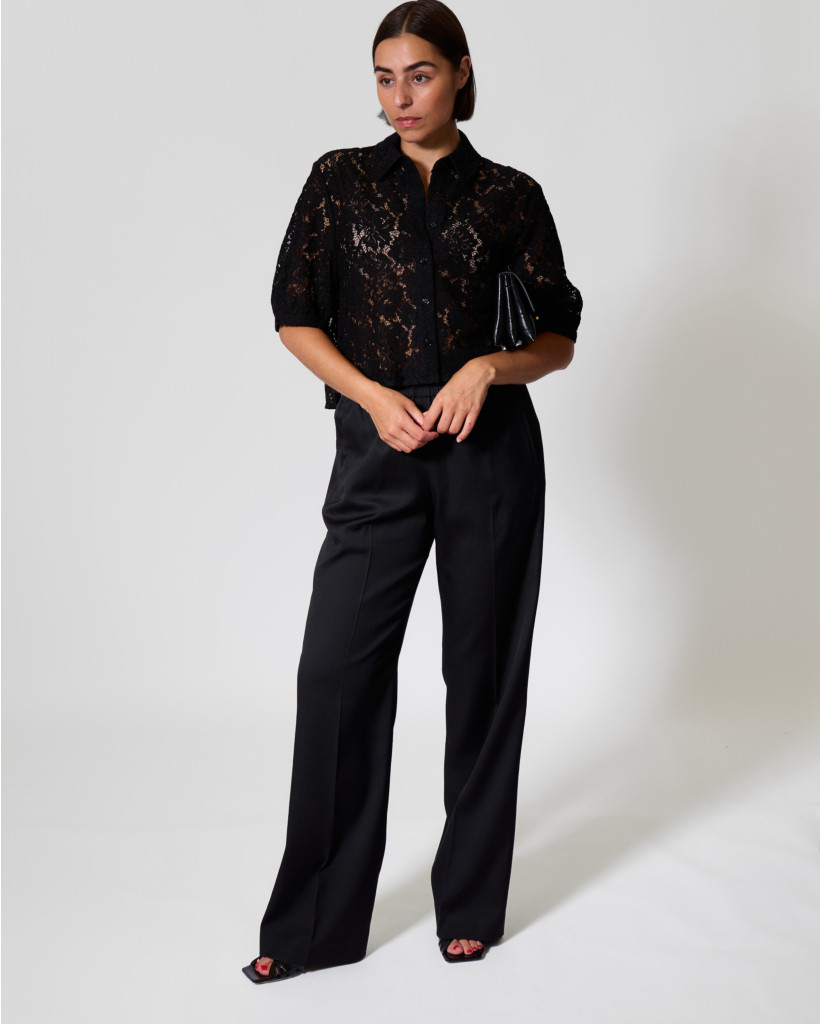 Wolmix Pull-on Pantalon met Plooi Zwart
