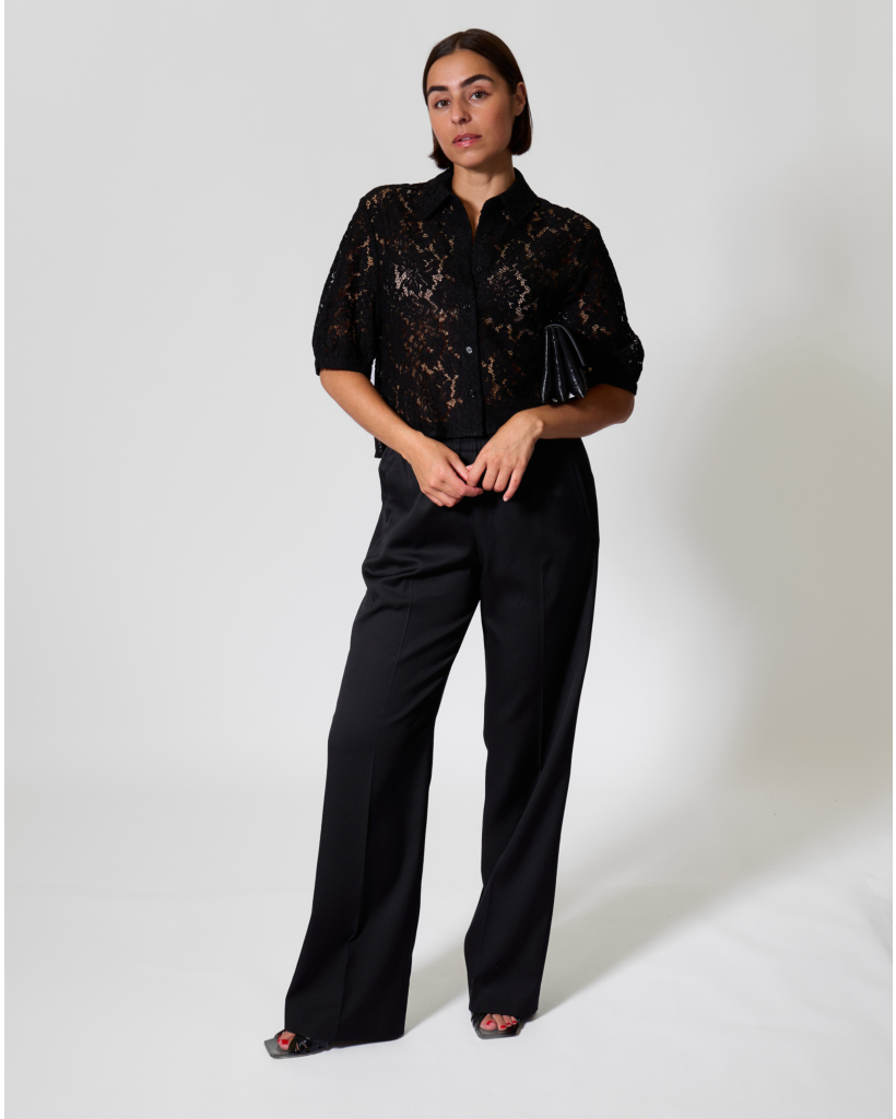 Shayna Kanten Blouse Zwart