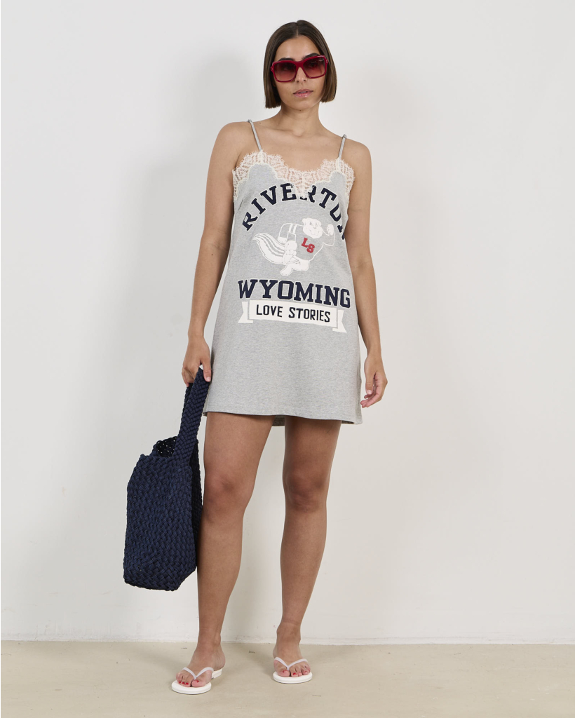Willow Korte Slip Dress met Print Lichtgrijs