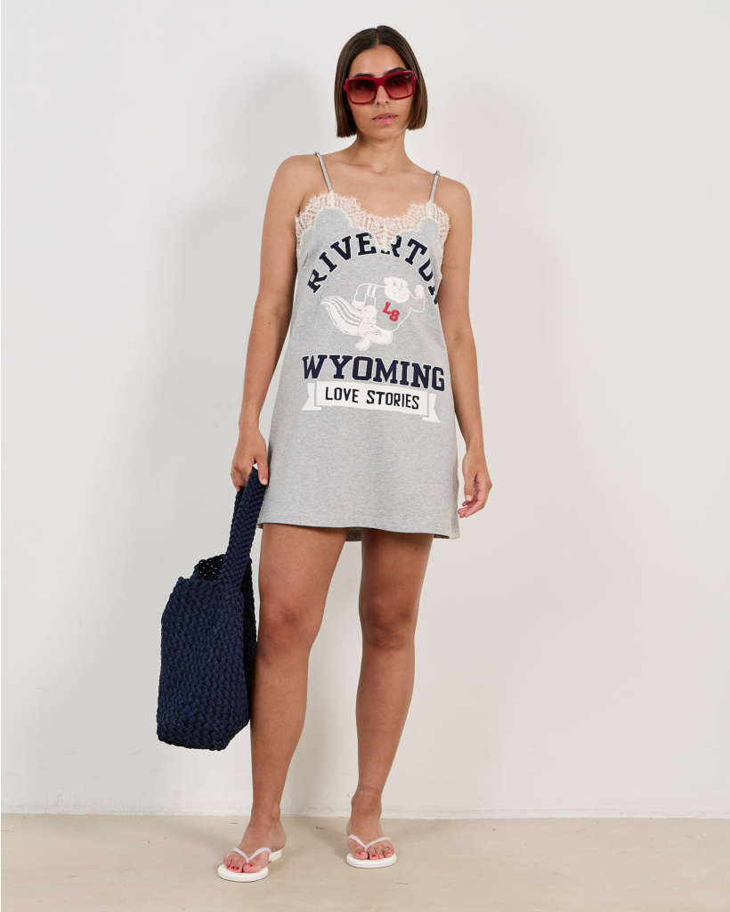 Willow Korte Slip Dress met Print Lichtgrijs