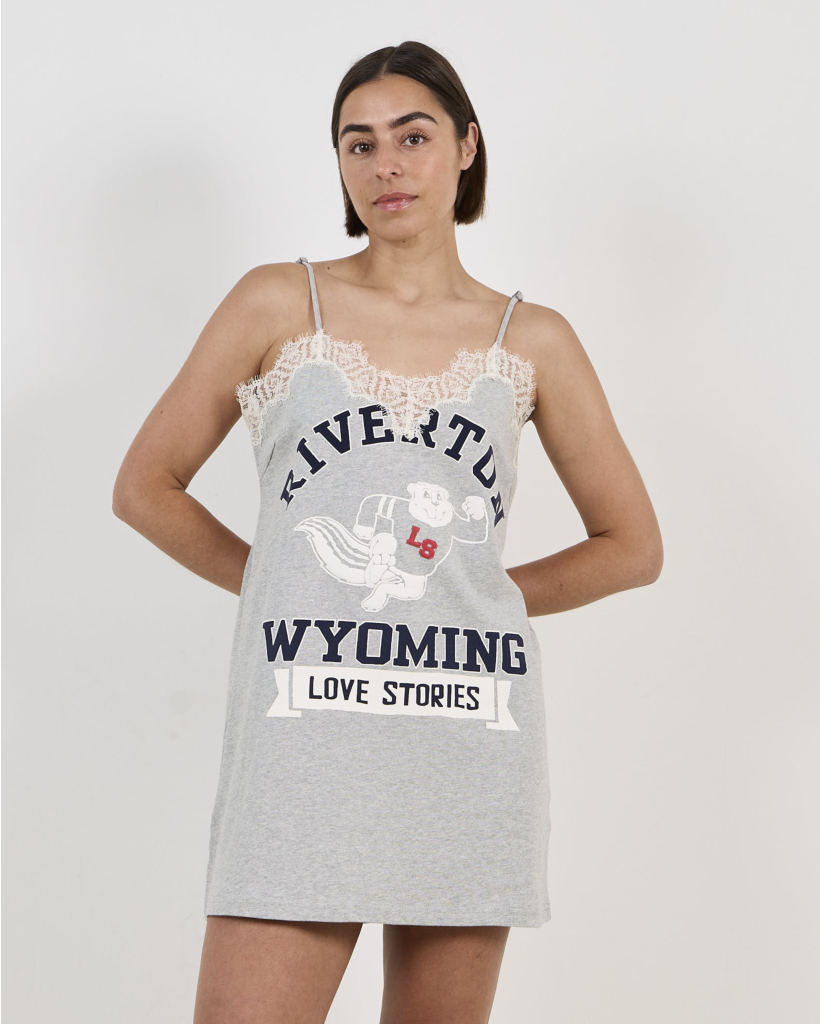 Willow Korte Slip Dress met Print Lichtgrijs