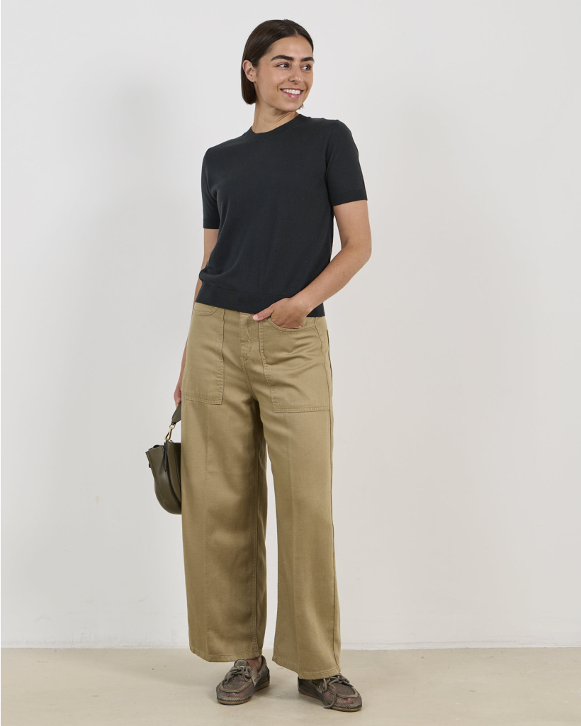 Derive Mid-Waist Jeans in Katoen-linnen mix Khaki