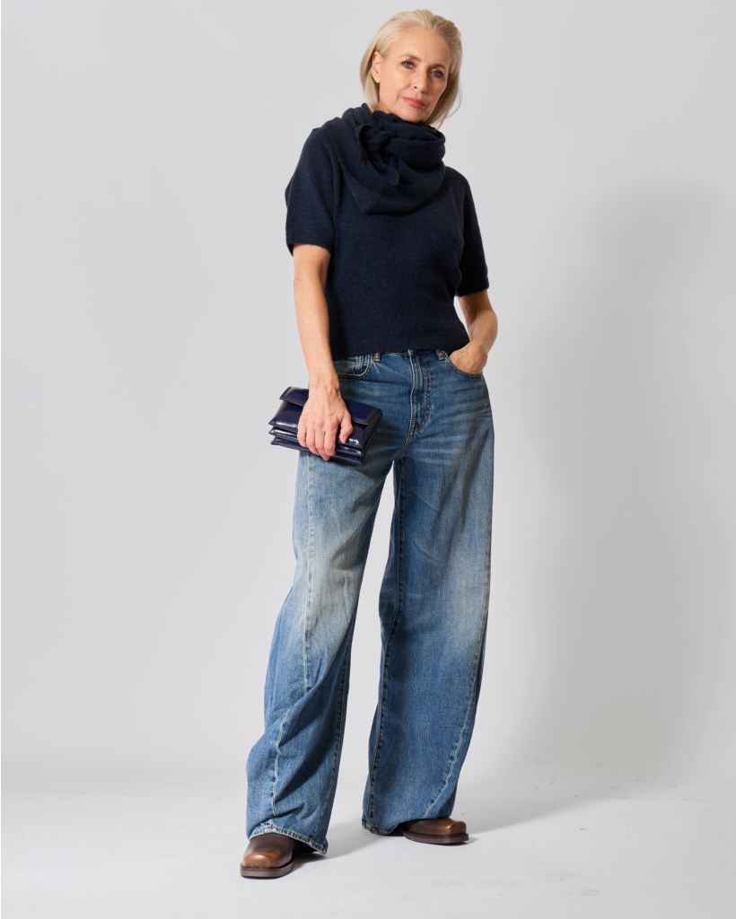 Alpaca/wolblend Korte Mouw Knit Navy