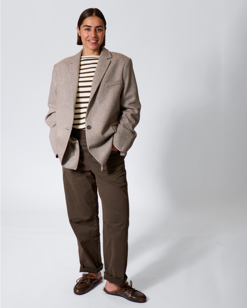 Gestreepte Sweater Ecru/Taba