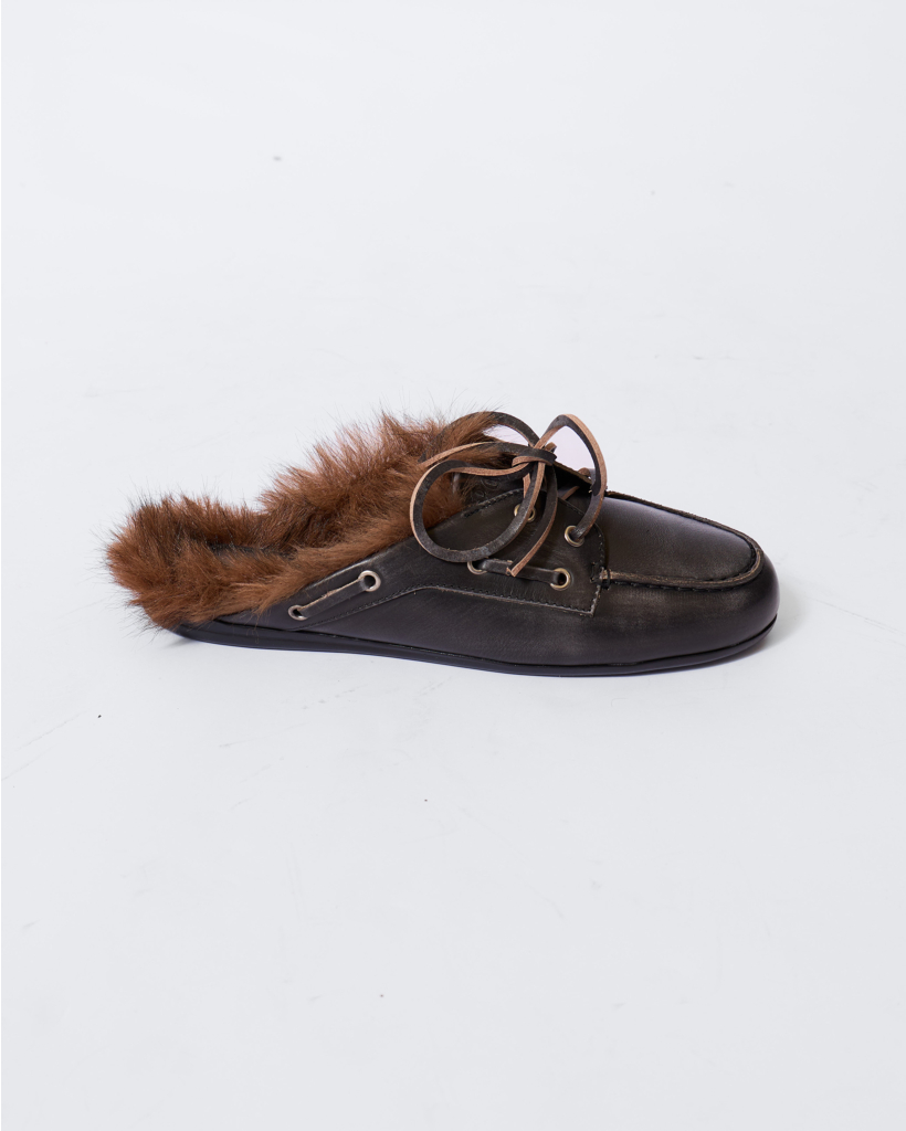 Boat Loafer Hairy Fur Zwart
