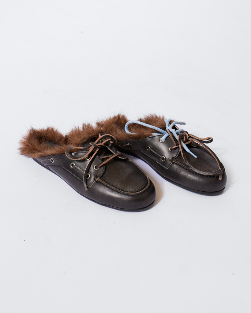 Boat Loafer Hairy Fur Zwart