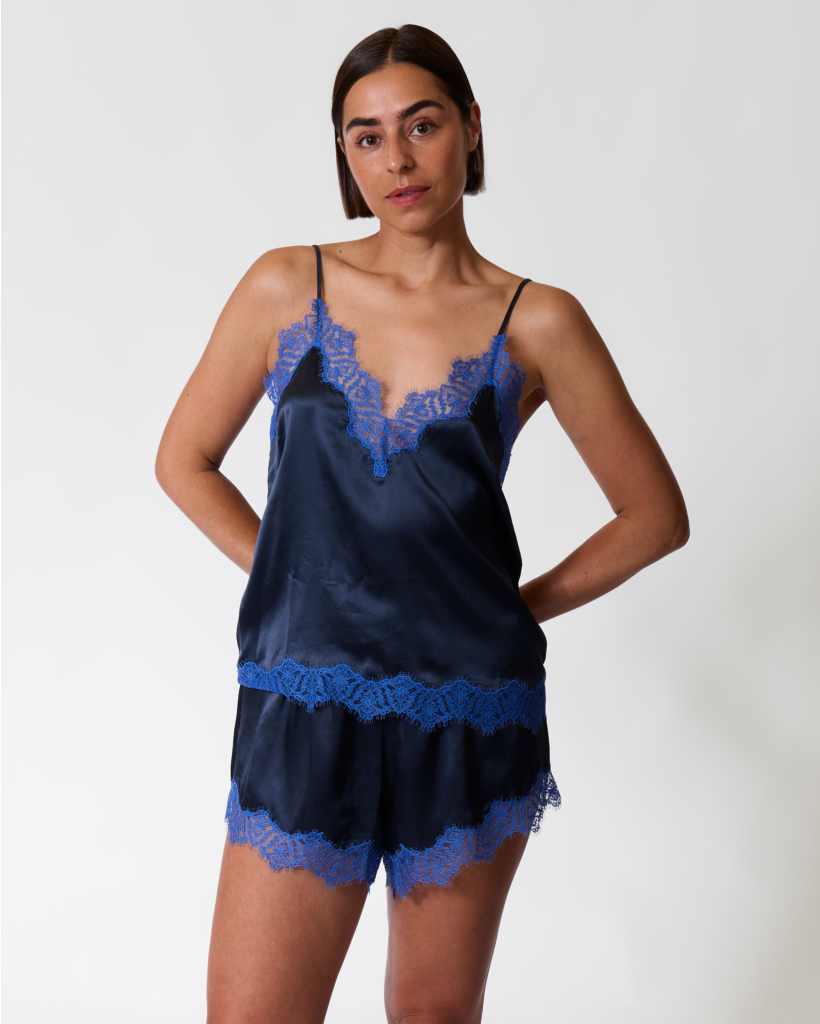 Pip Rib Hemdje met Kant Donkerblauw