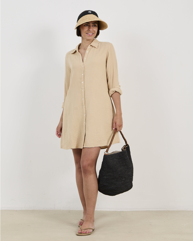 Bobby Mini Crinkle Blousejurk Rattan
