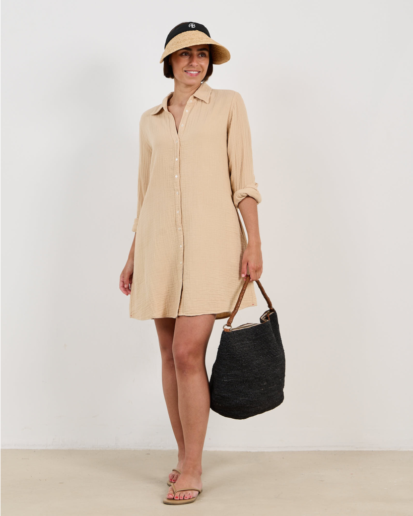 Bobby Mini Crinkle Blousejurk Rattan