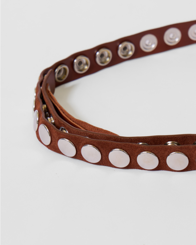 Click Suède Riem met Studs Bruin