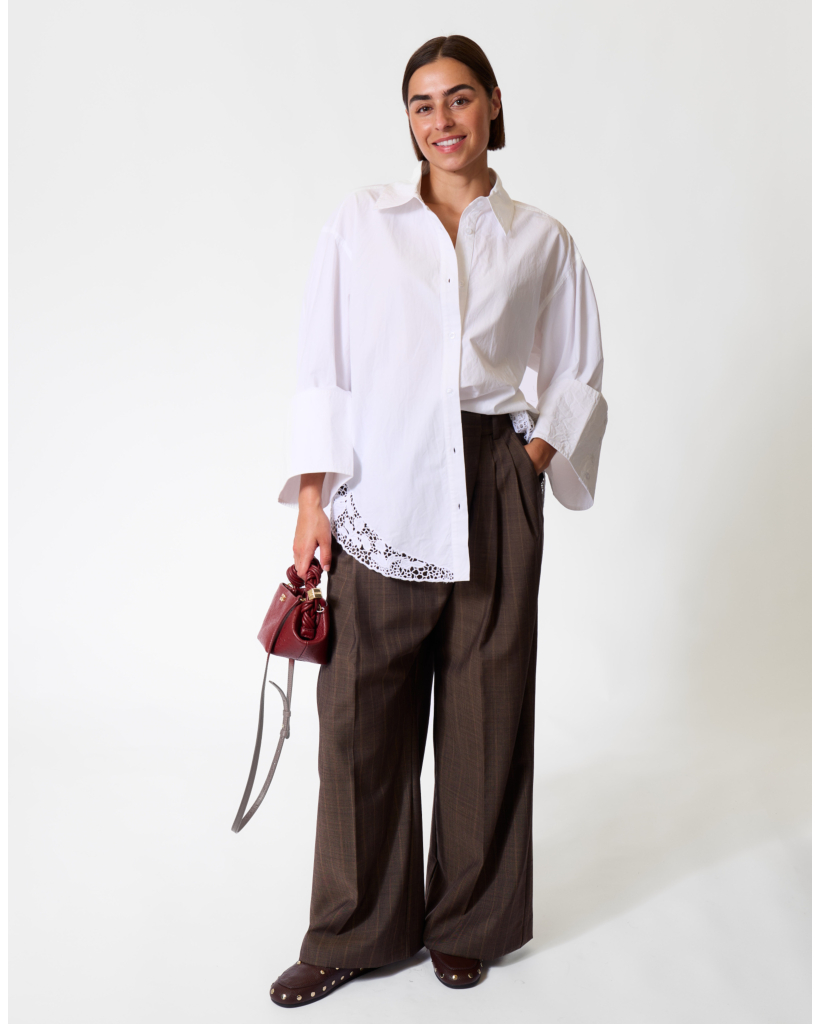 Broderie Oversized Blouse Bright White