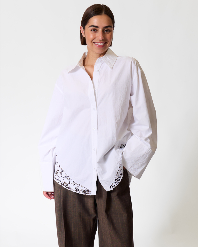 Broderie Oversized Blouse Bright White