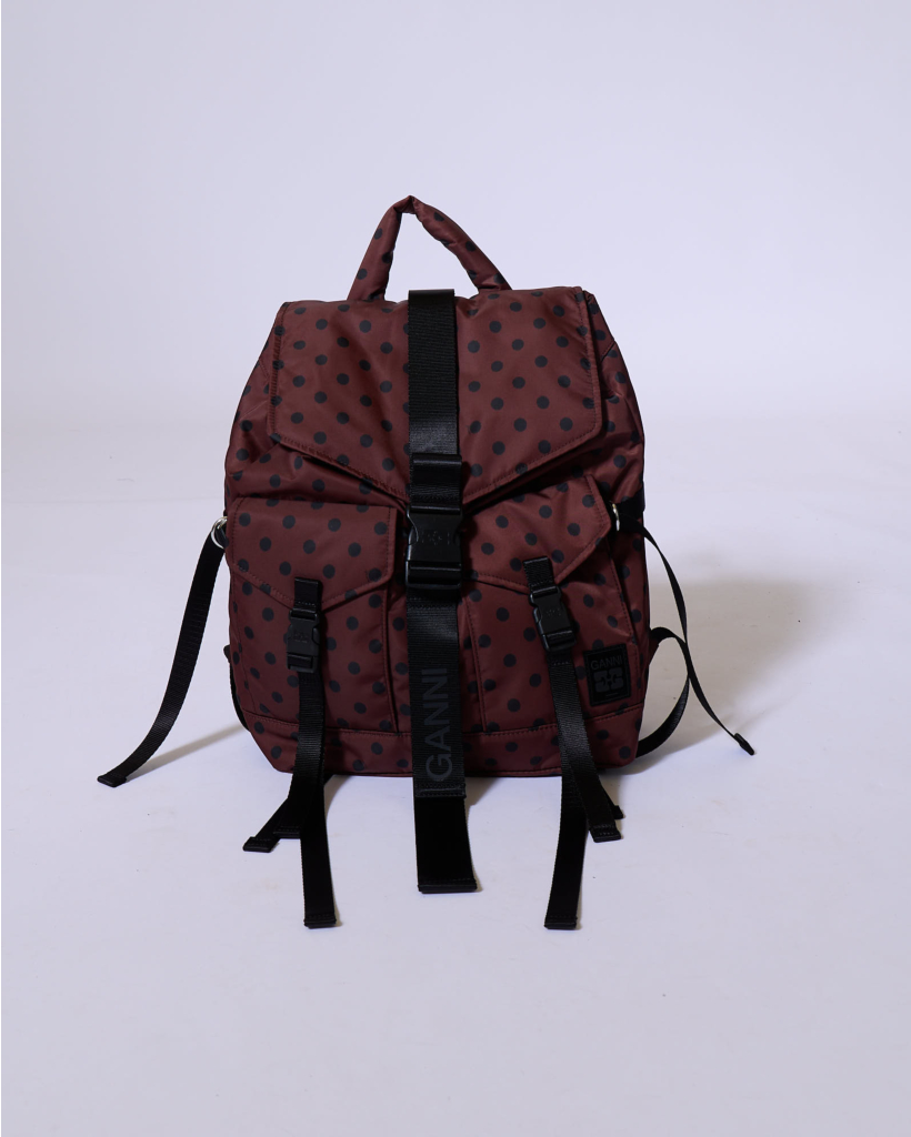 Polkadot Re-Tech Nylon Rugtas Coffee