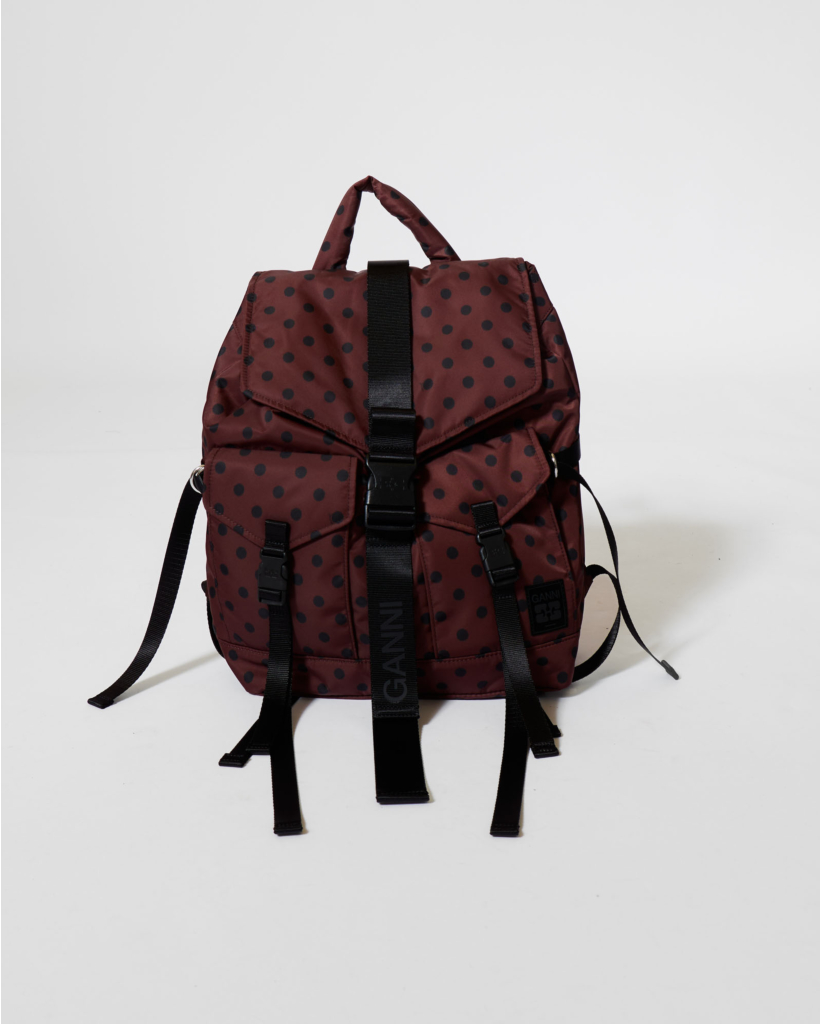 Polkadot Re-Tech Nylon Rugtas Coffee