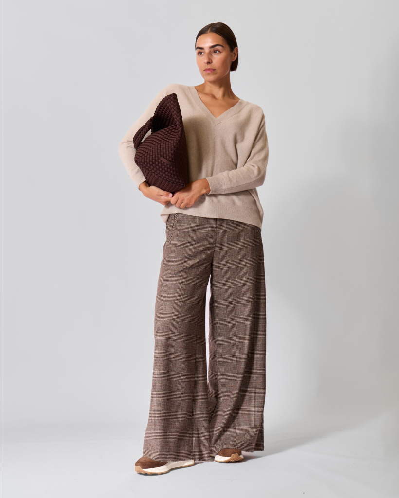 Aveline Geruite Wolmix Pantalon Bruin